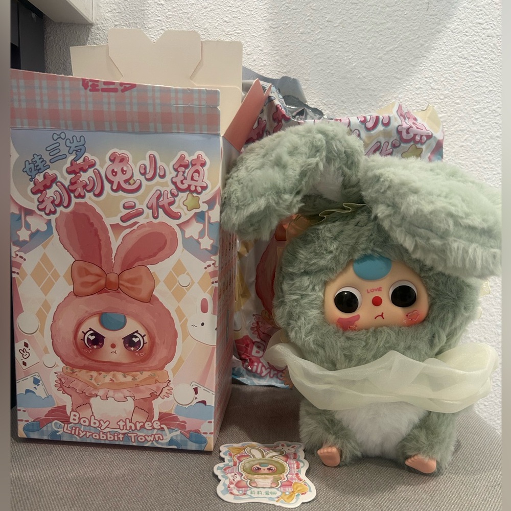 Baby Three Calembou Cute Plush Bunny Bag Charm or Key Chain with Box